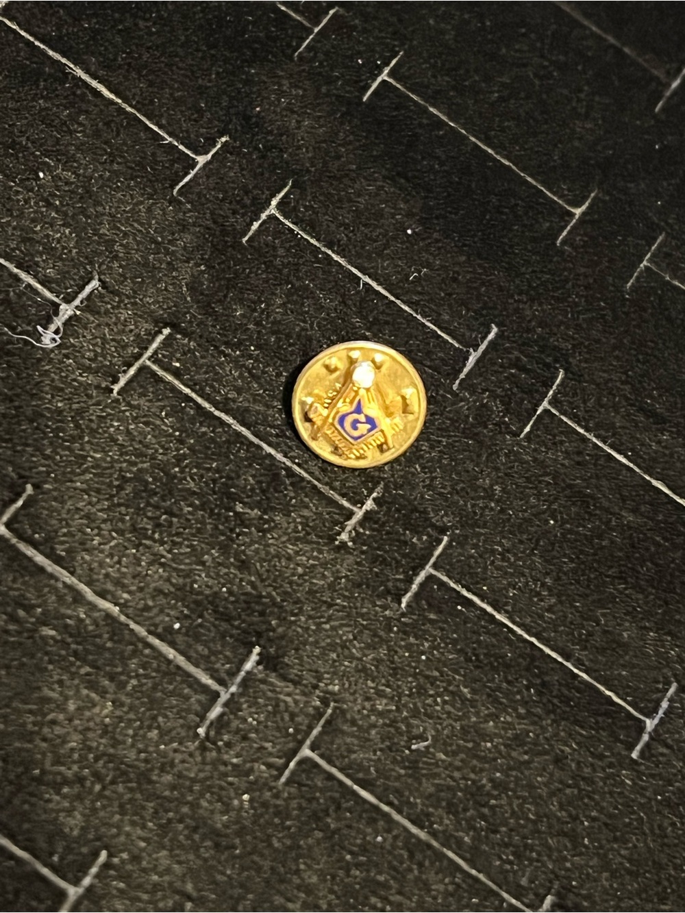Vintage Masonic Gold and Blue Emblem Lapel Pin - Men Accessories